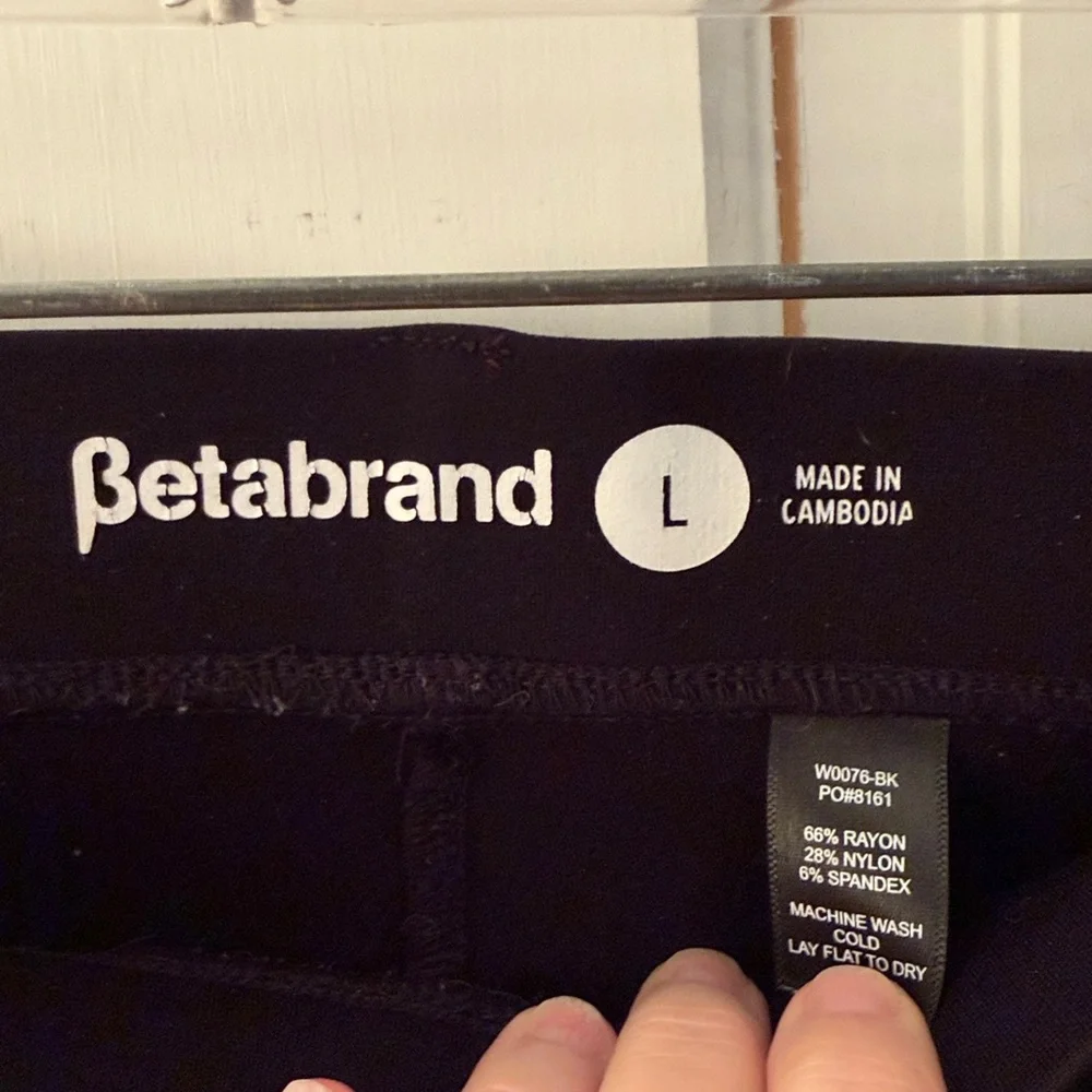 Betabrand Trousers, Classic Black Straight Stretch Yoga Pants - Picture 4 of 6